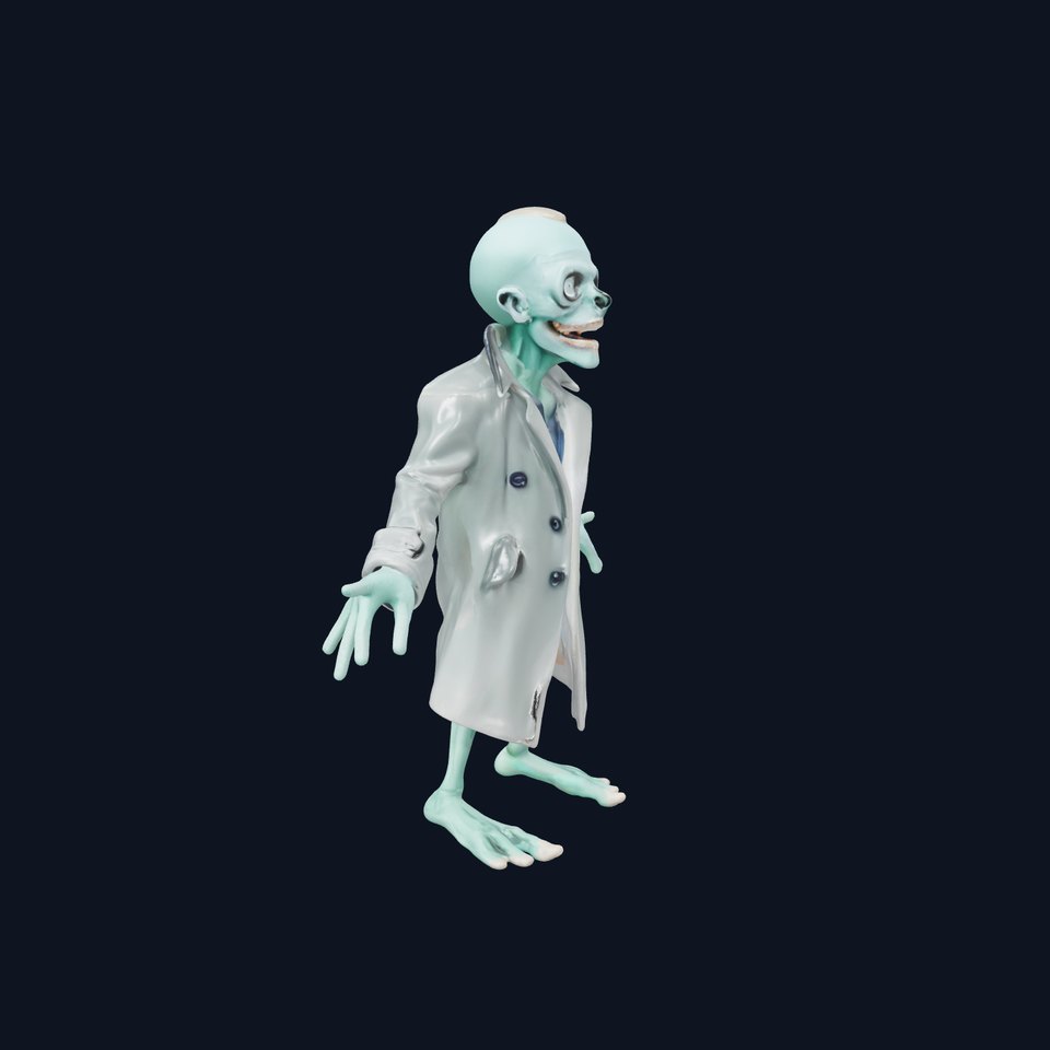 Quirky Zombie Detective in Trench Coat  D Character Model